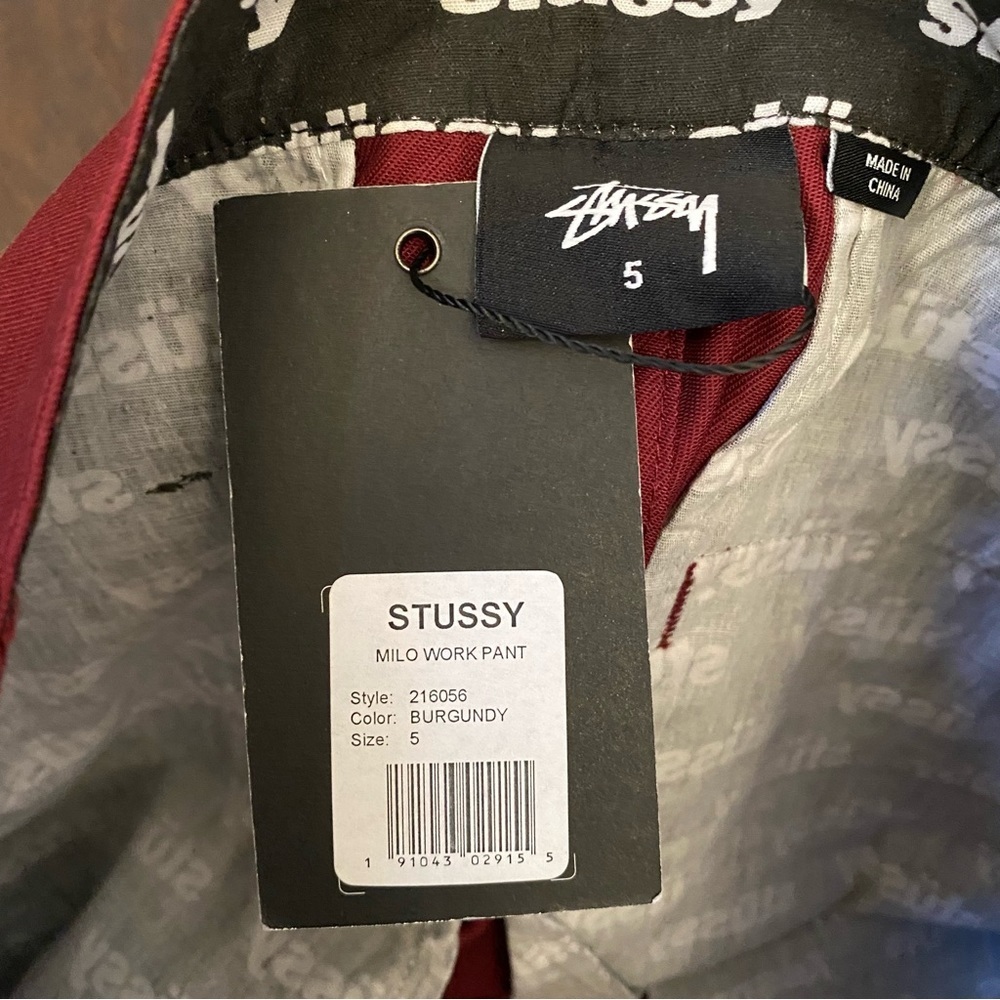 New with Tag Stussy Milo Work Pant Women’s Size 5 Measures 30*29 Flat Front Red - Picture 2 of 8
